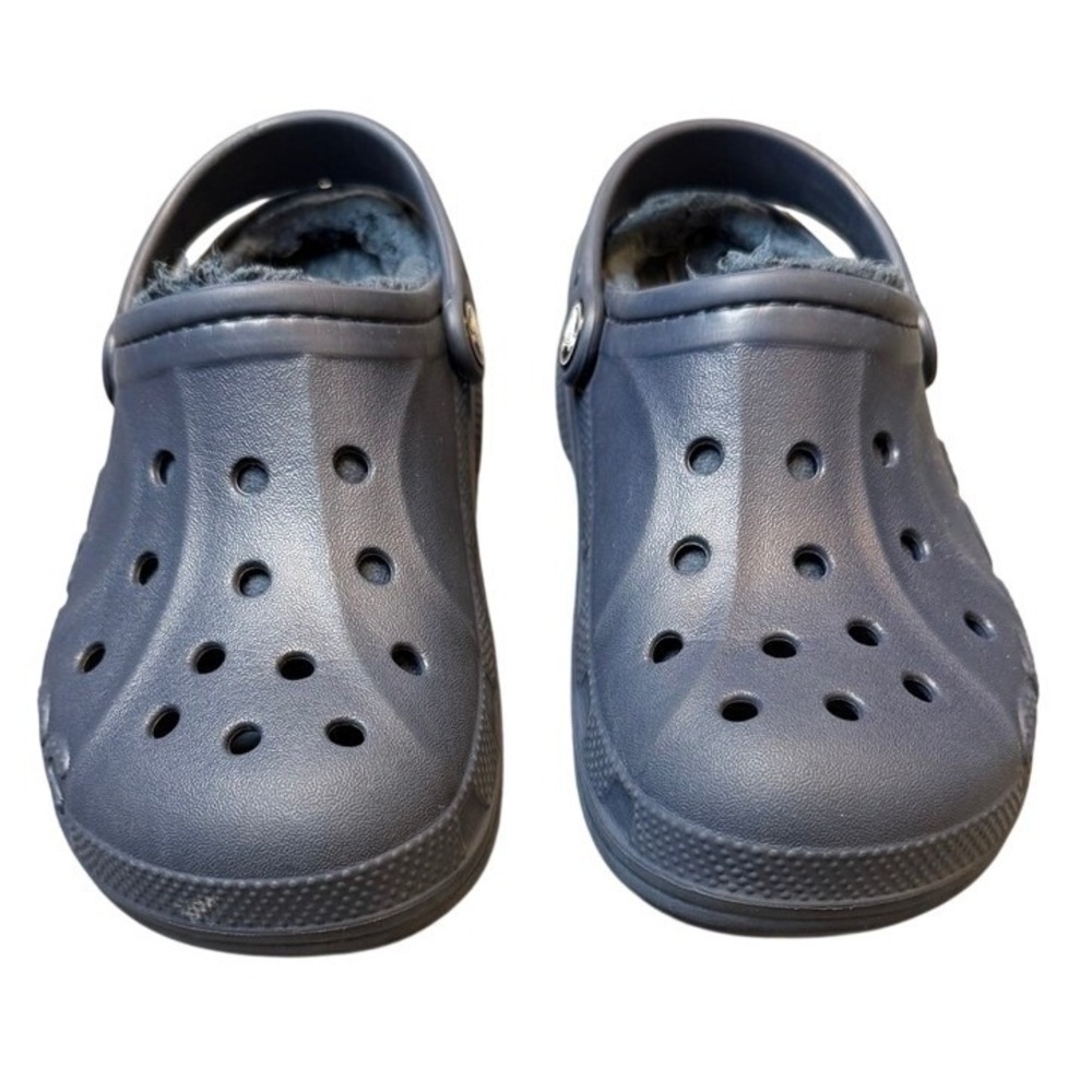 Crocs Kids Classic Fuzz Lined Clogs J 1 Navy Blue Slip On Winter Shoes Lined
